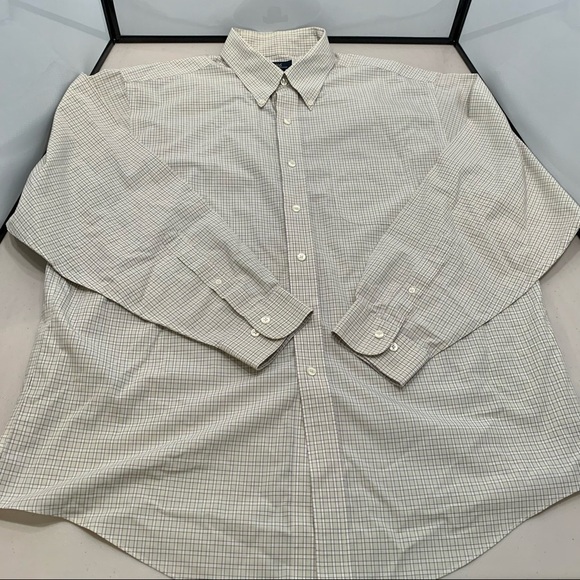Brooks Brothers Men's Shirt 346 Button Down White Light Green Plaid Size XL - Picture 3 of 6